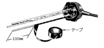 電極棒F03-01の先端10㎝を残してテープを巻く