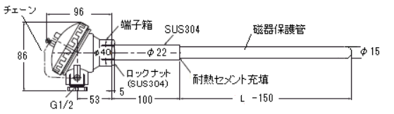 高温用熱電対　E52-PR□C-N