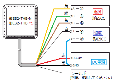 温湿度センサ ES2-THB(-N)のコントローラへの配線、ケーブルの延長距離