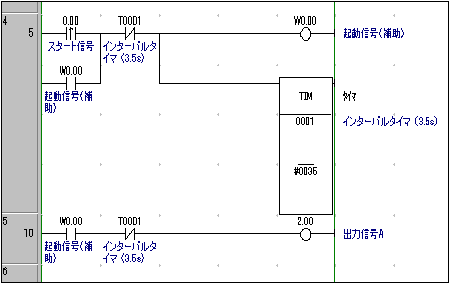 PLCにおける、スタート信号ONと同時に出力信号をONし設定時間後にOFFにするインターバルタイマ回路を教えてください。 - 製品に関するFAQ |  オムロン制御機器