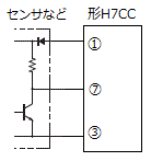 H7CC-A□を無電圧入力で使用する場合の入力の接続を教えてください