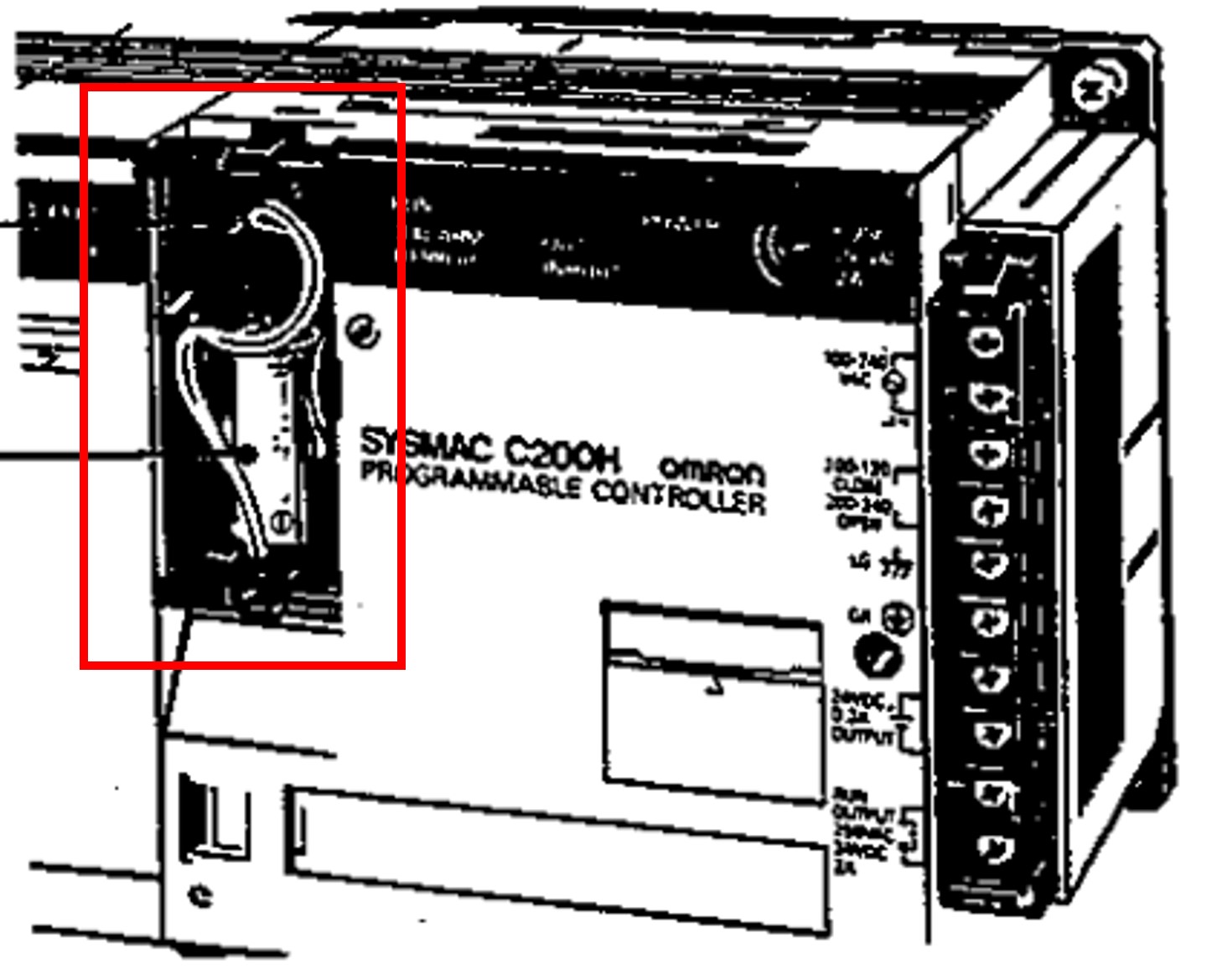 C200H-CPU□□のバッテリは本体のどこに格納されていますか。 - 製品 