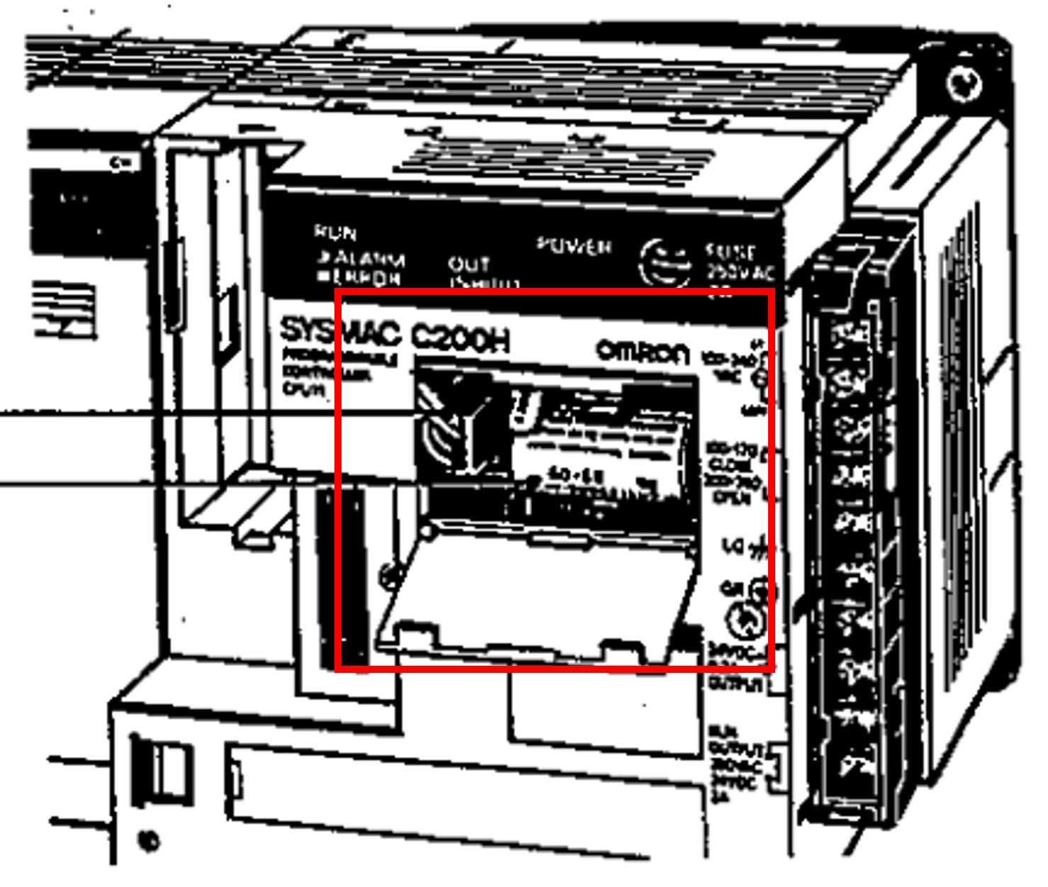 C200H-CPU□□のバッテリは本体のどこに格納されていますか。 - 製品